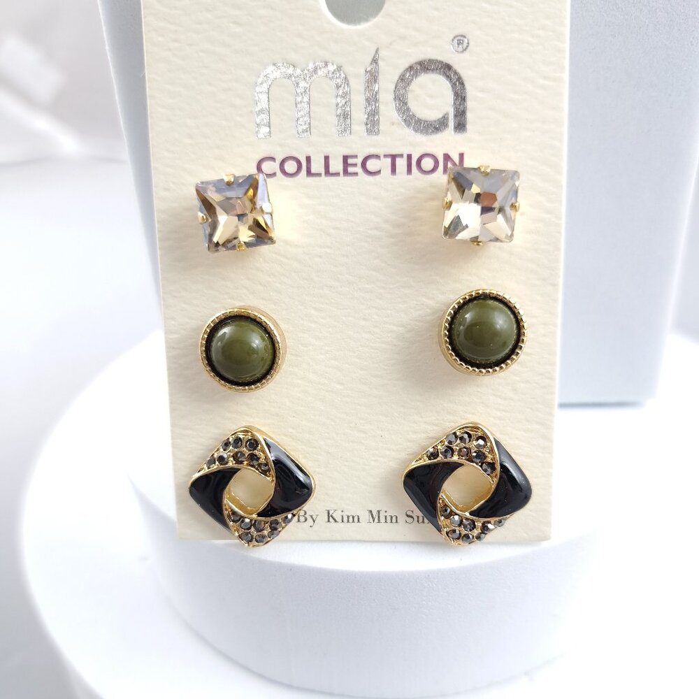 Set of 3 Pairs of MIA Stud Earrings